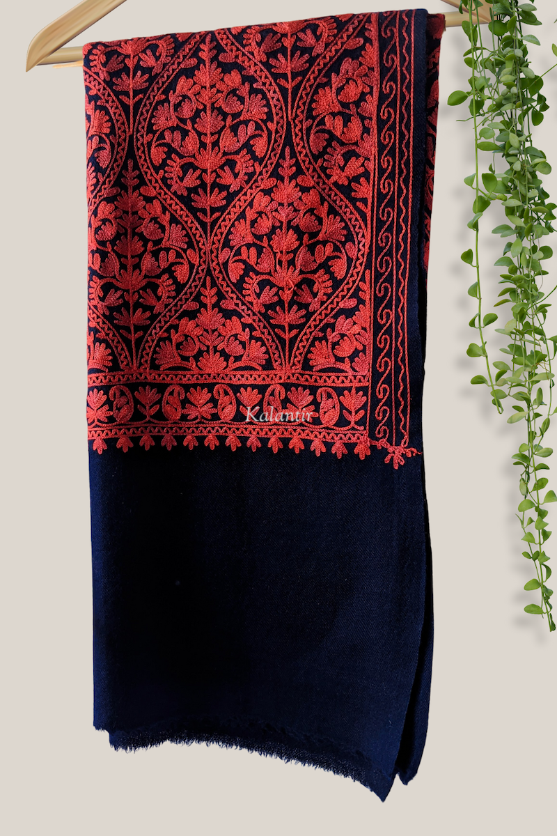 Kashmiri Aari Embroidered Woollen Shawl Matka motif