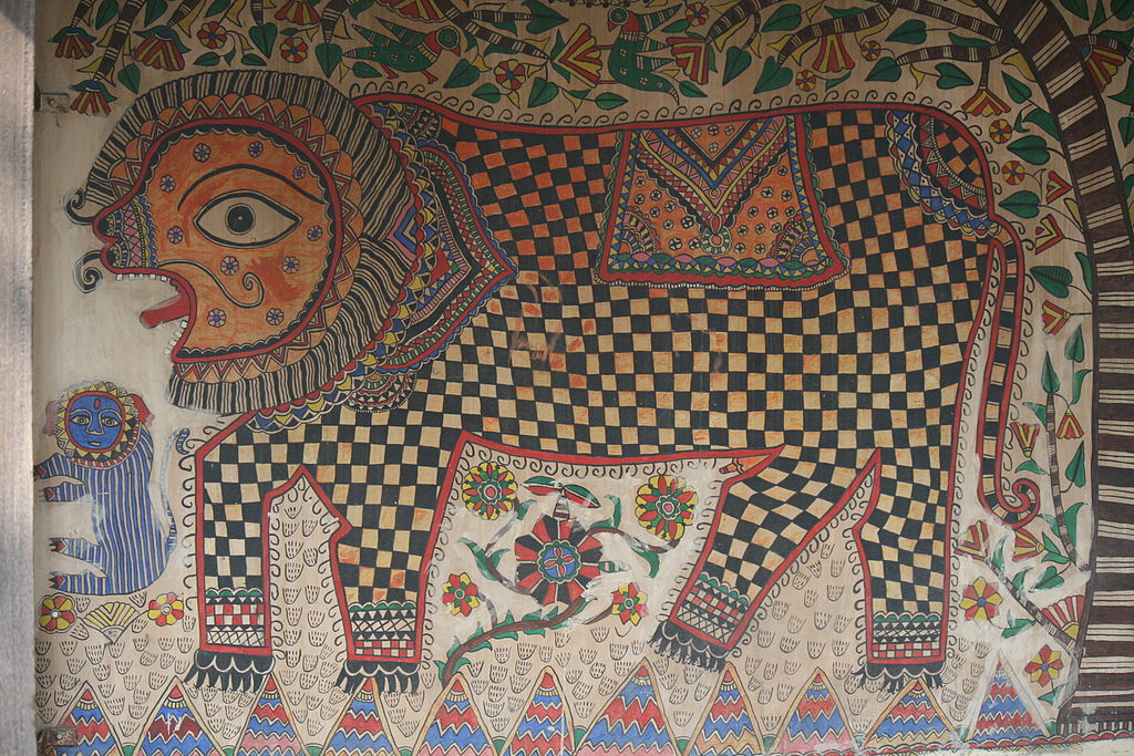 Kalantir | Tribal Tiger Madhubani Painting | Tribal Museum Delhi | Jean-Etienne Minh-Duy Poirrier 