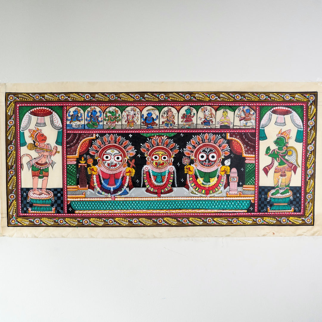 Lord Jagannath with Dashavataras | Pattachitra Hand Painting | Brown Floral Border