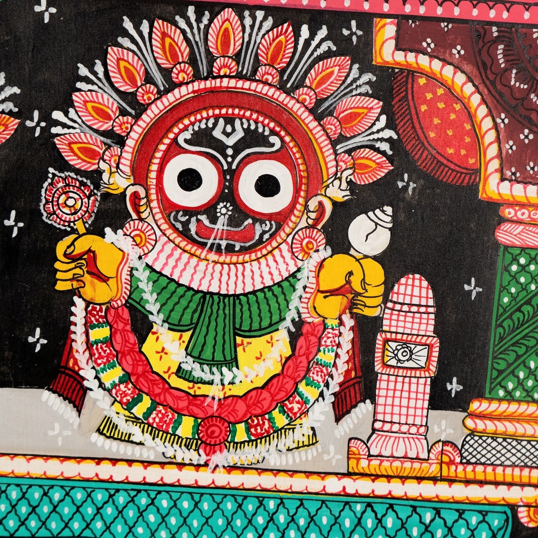 Lord Jagannath with Dashavataras | Pattachitra Hand Painting | Brown Floral Border
