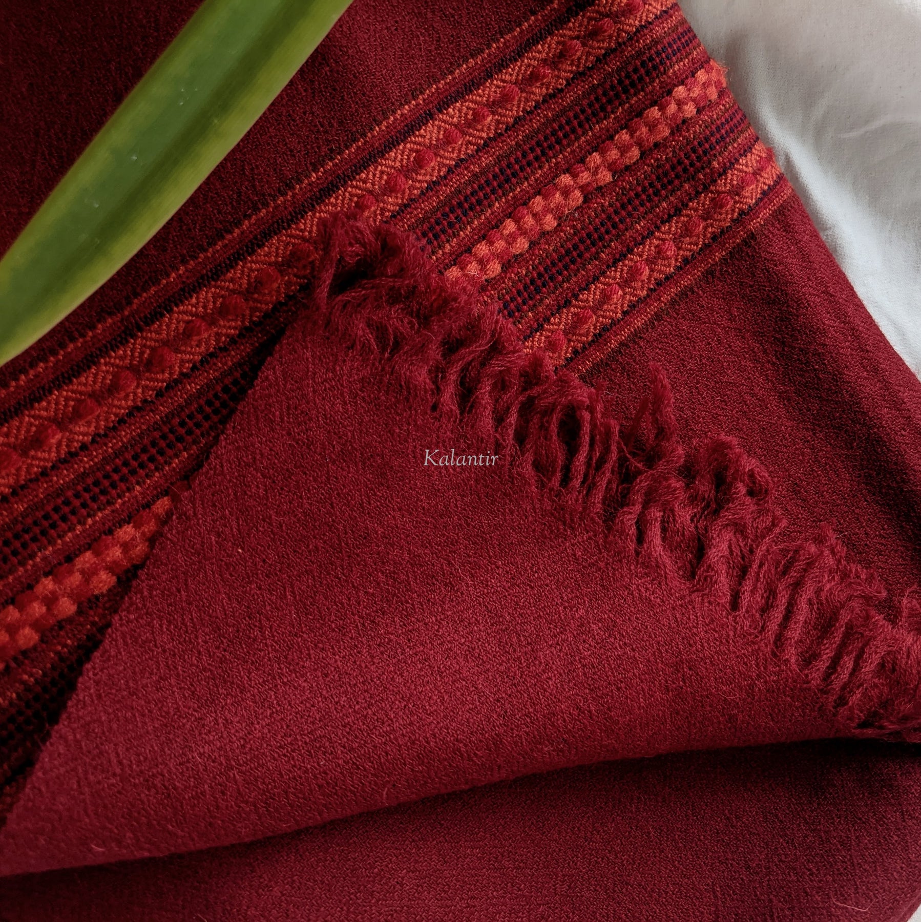 Red Natural Sheep Wool Doru Border Kullu Shawl for Women Buy on