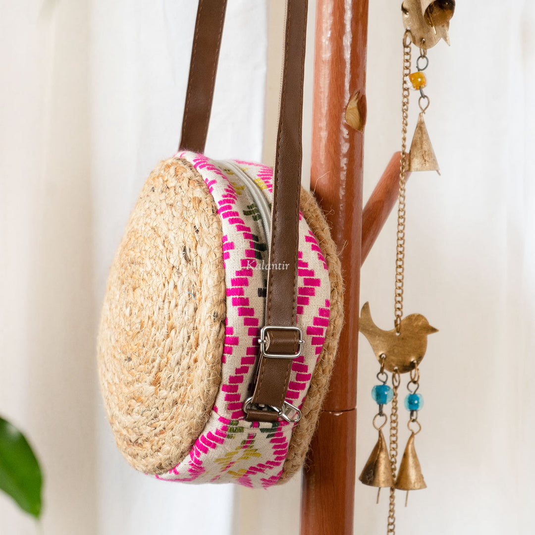 Lovely Handcrafted Pink Jute Sling Bag Buy on