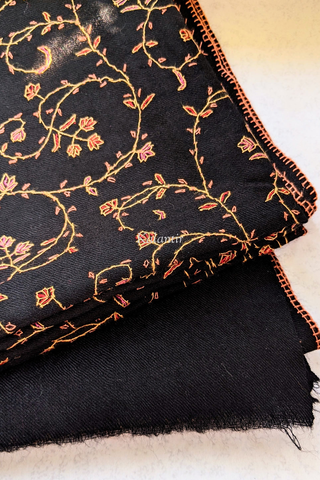 Original Authentic Black Pashmina Sheep Wool Blend Shawl