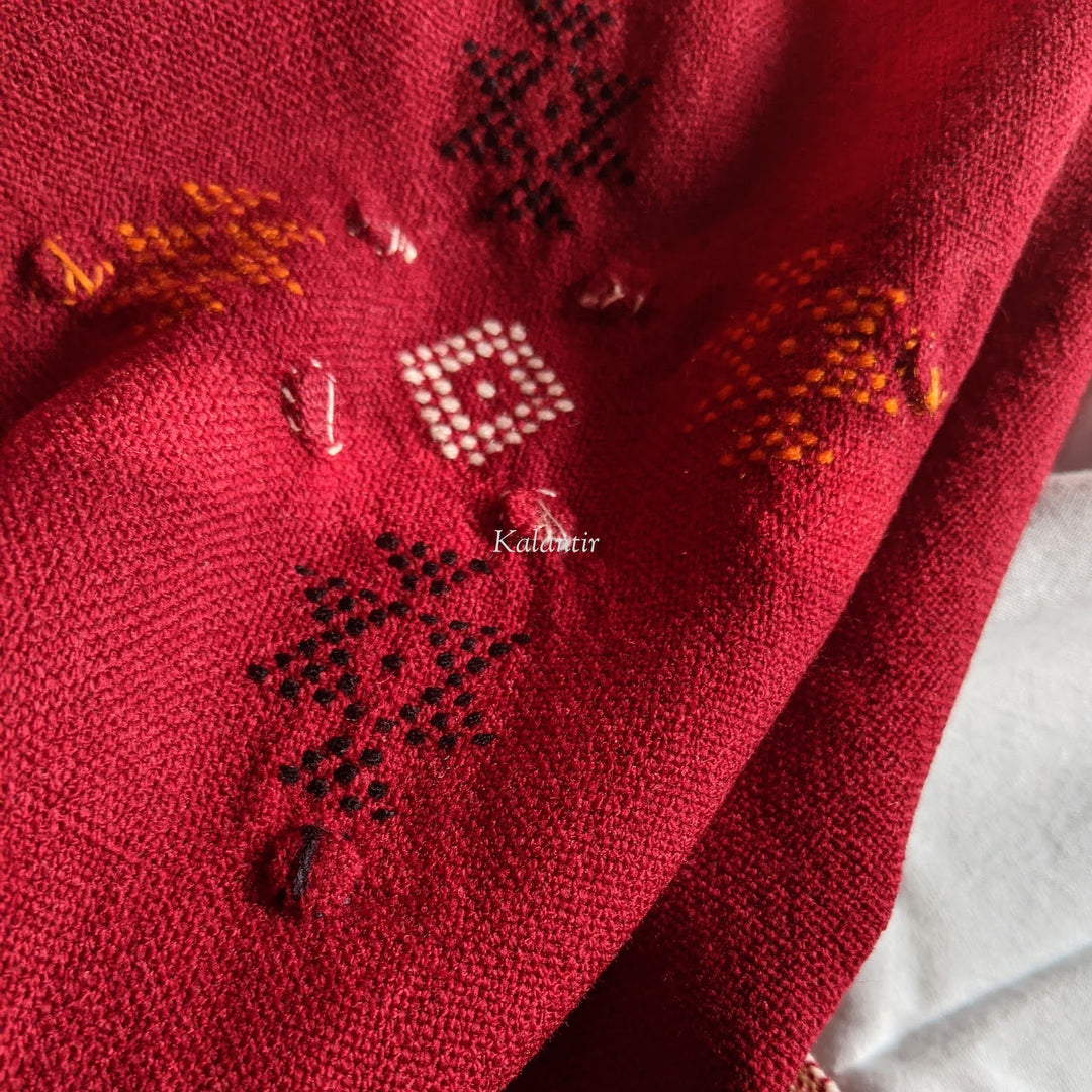 Back side of beautiful embroidery on Woollen Kutchi Shawl