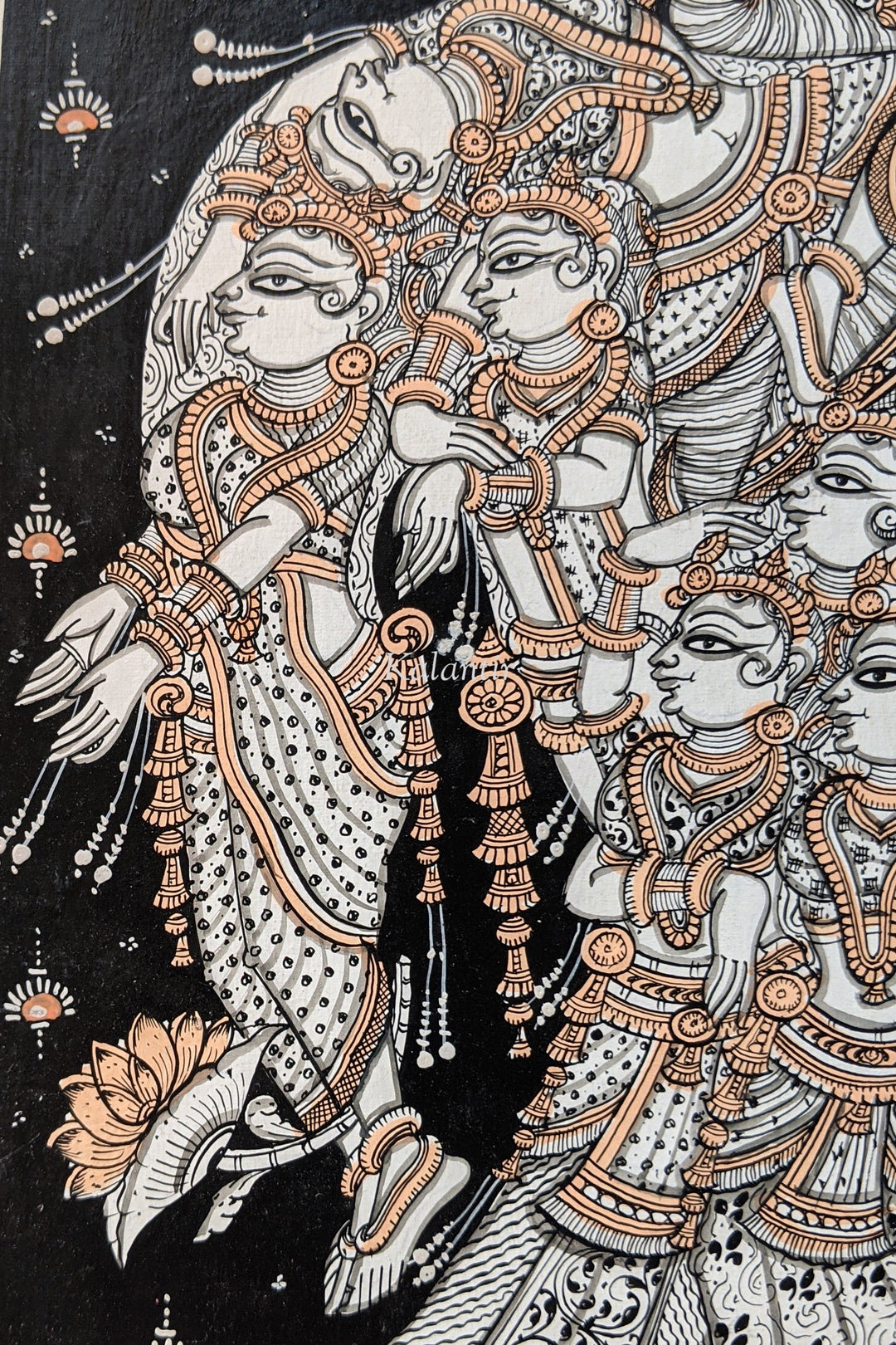 Lord Krishna Playing Flute With Gopikas | Pattachitra Painting