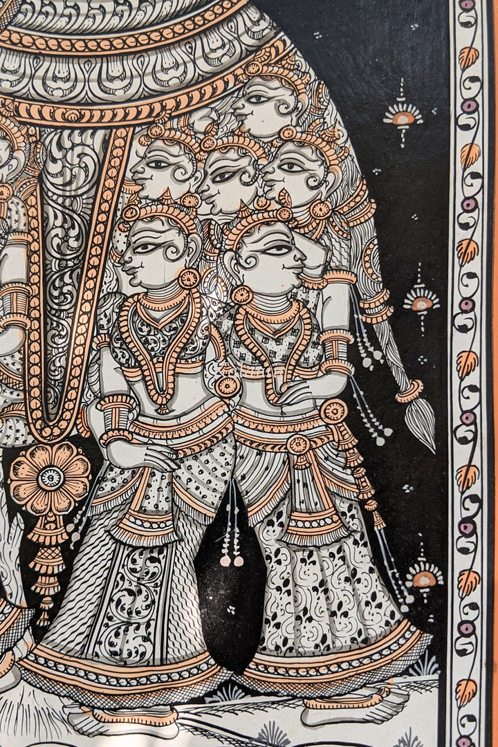Lord Krishna Playing Flute With Gopikas | Pattachitra Painting