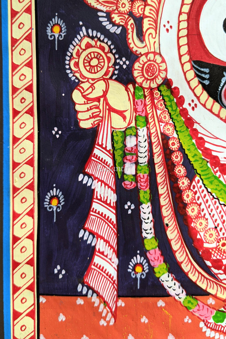 Hermosa pintura a mano de Lord Jagannath en púrpura