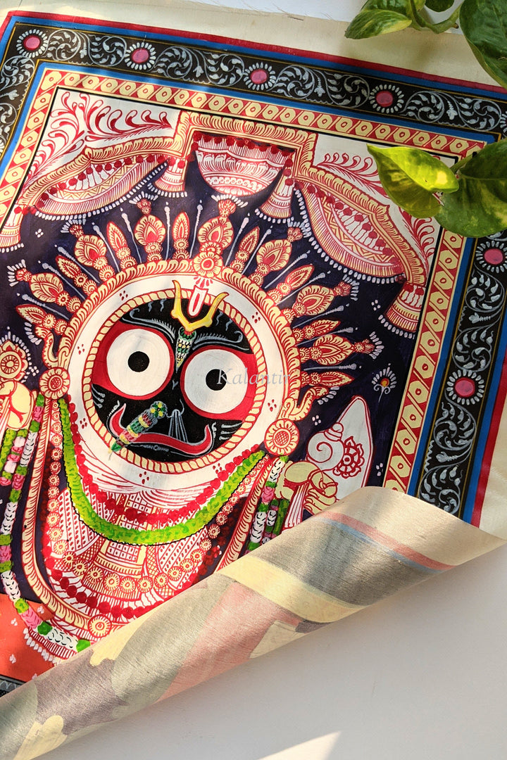 Beautiful Hand-Painting of Lord Jagannath in Purple