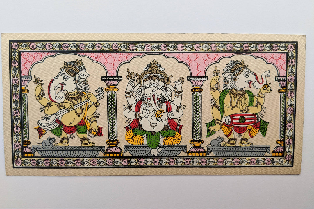 Full view of Singing & Dancing Ganesha Pattachitra Painting