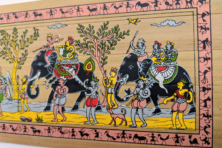 Closer view of a hunting procession in Pattachitra Painting