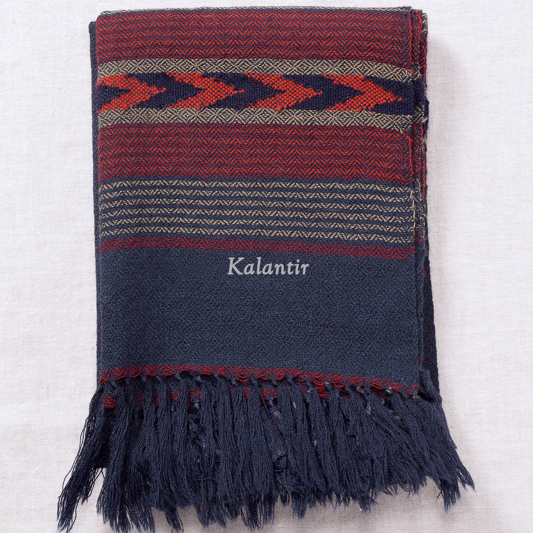Elegant Blue Natural Wool Kullu Scarf for Men – Kalantir