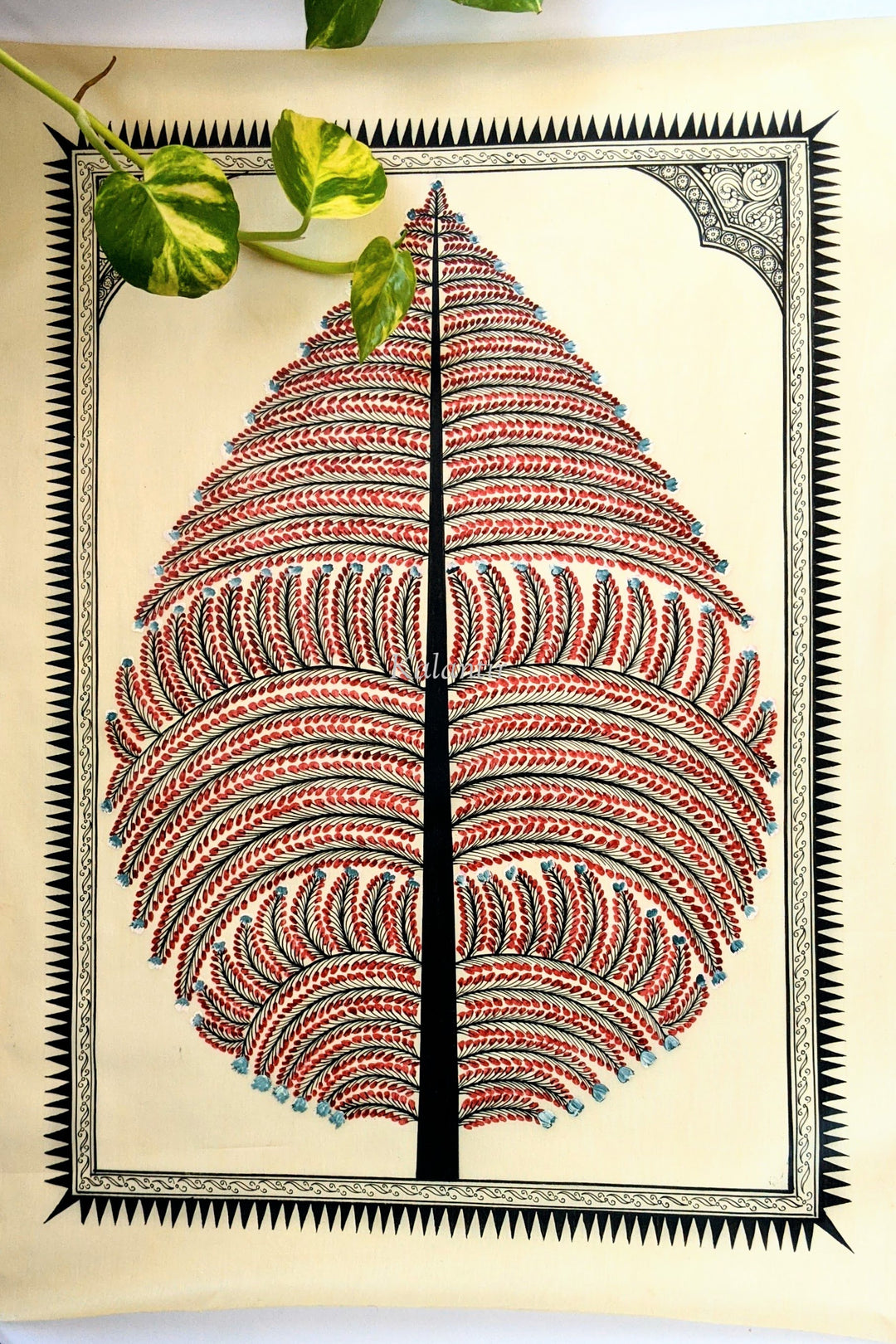 Tree of Life Saura Art in Red